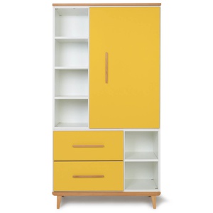Kleiderschrank 173 cm 1-türig 2 Schubladen NADO Retro Buche sunshine yellow