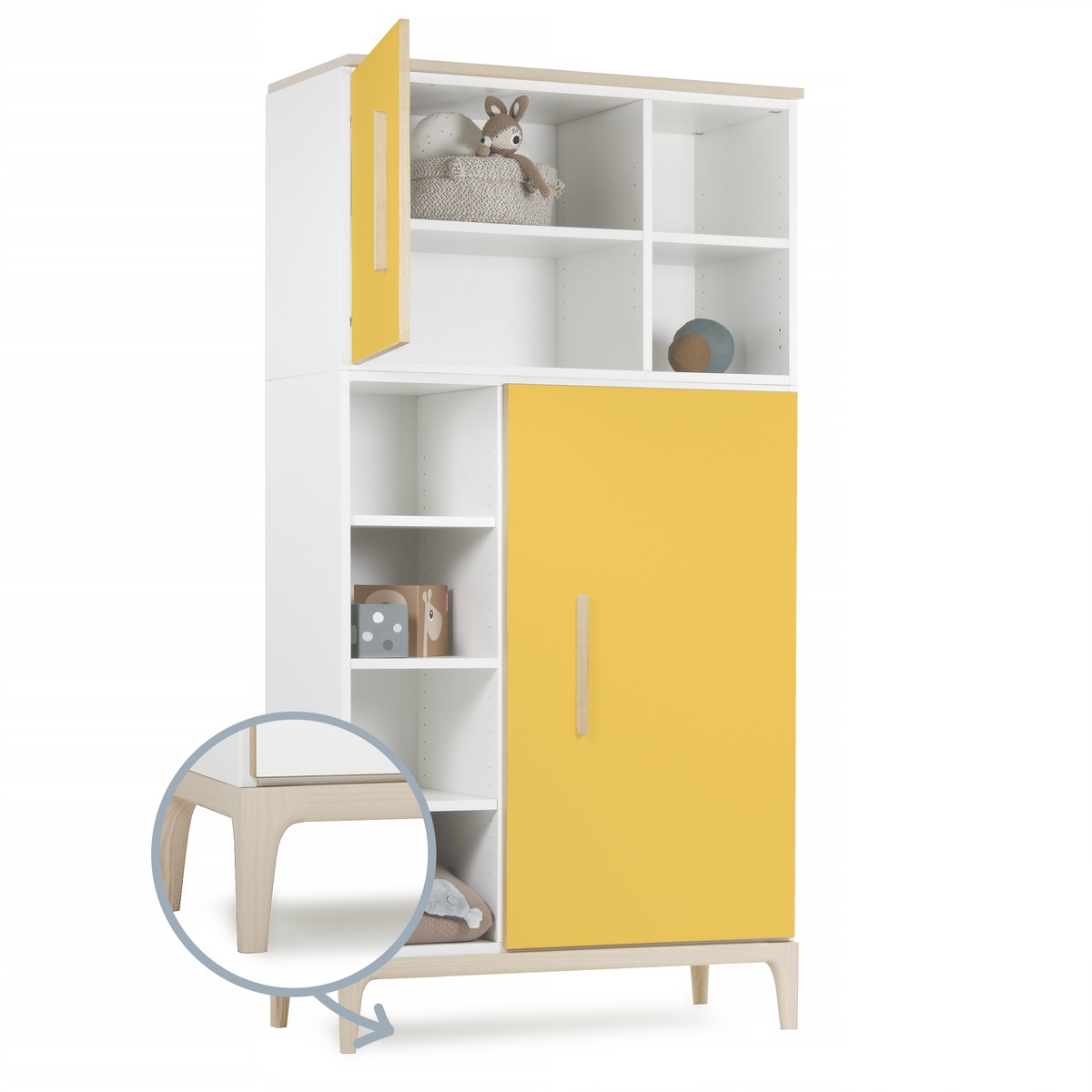 Kleiderschrank 173 cm 2-türig NADO Curve Esche sunshine yellow 