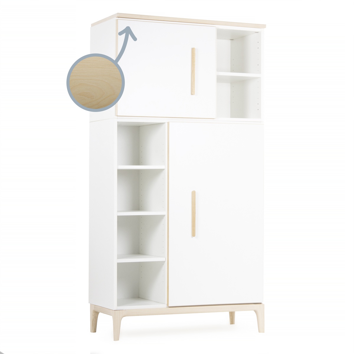 Kleiderschrank 173 cm 2-türig NADO Curve Esche white