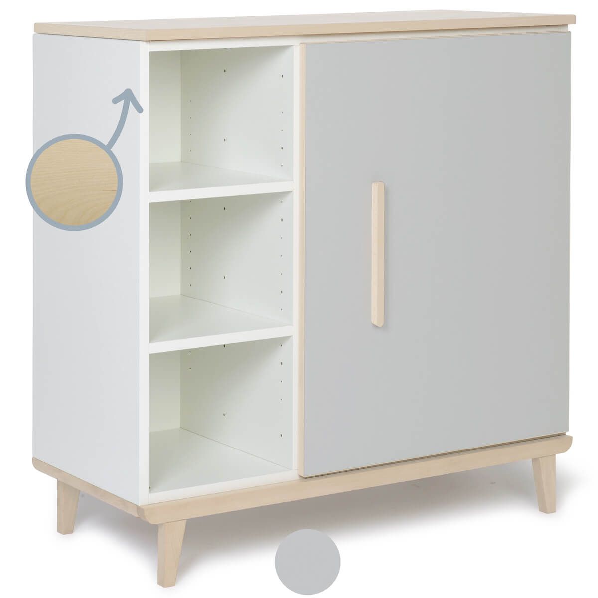 Kommode 1 Tür 3 Nischen NADO Retro Esche manhattan grey