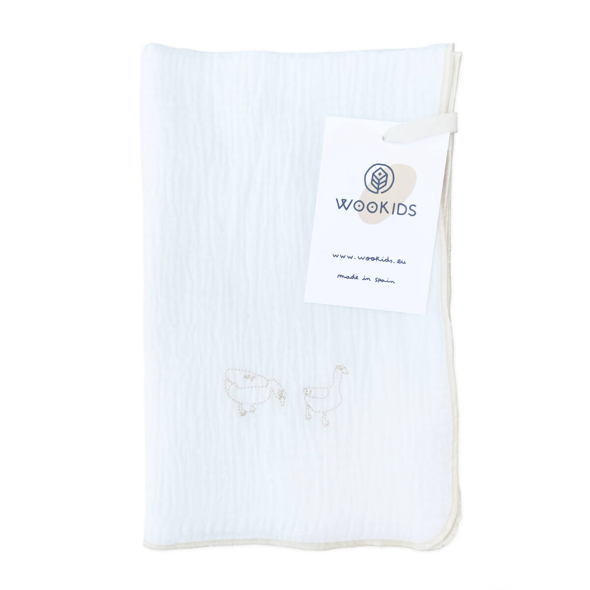 Lange mousseline DUCKS brodé beige 70x70cm