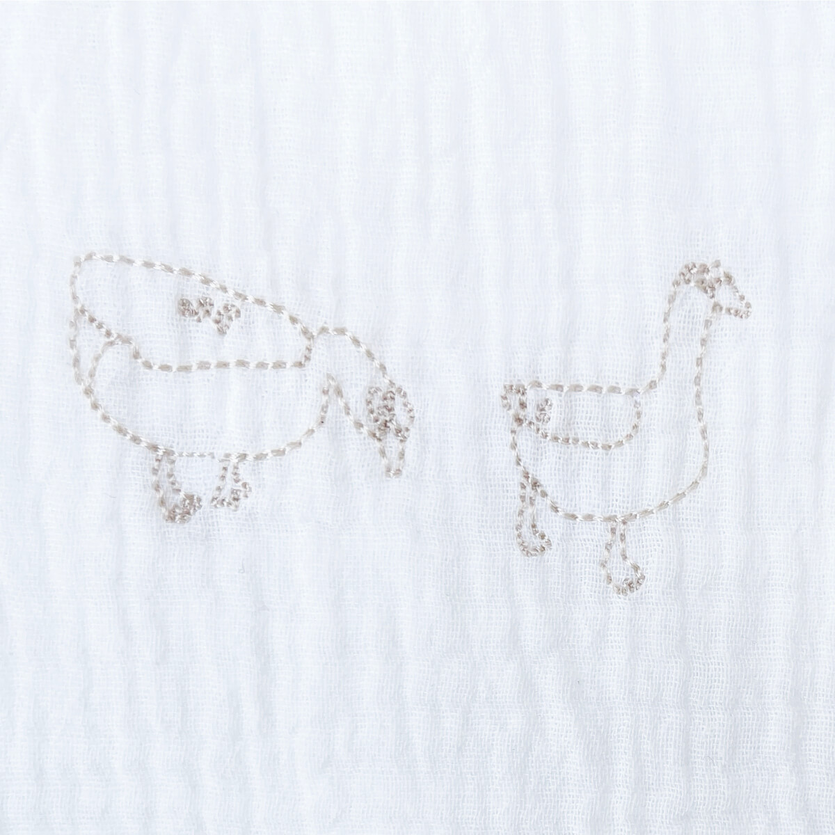 Lange mousseline DUCKS brodé beige 70x70cm