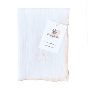 Lange mousseline RABBITS brodé orange 70x70cm