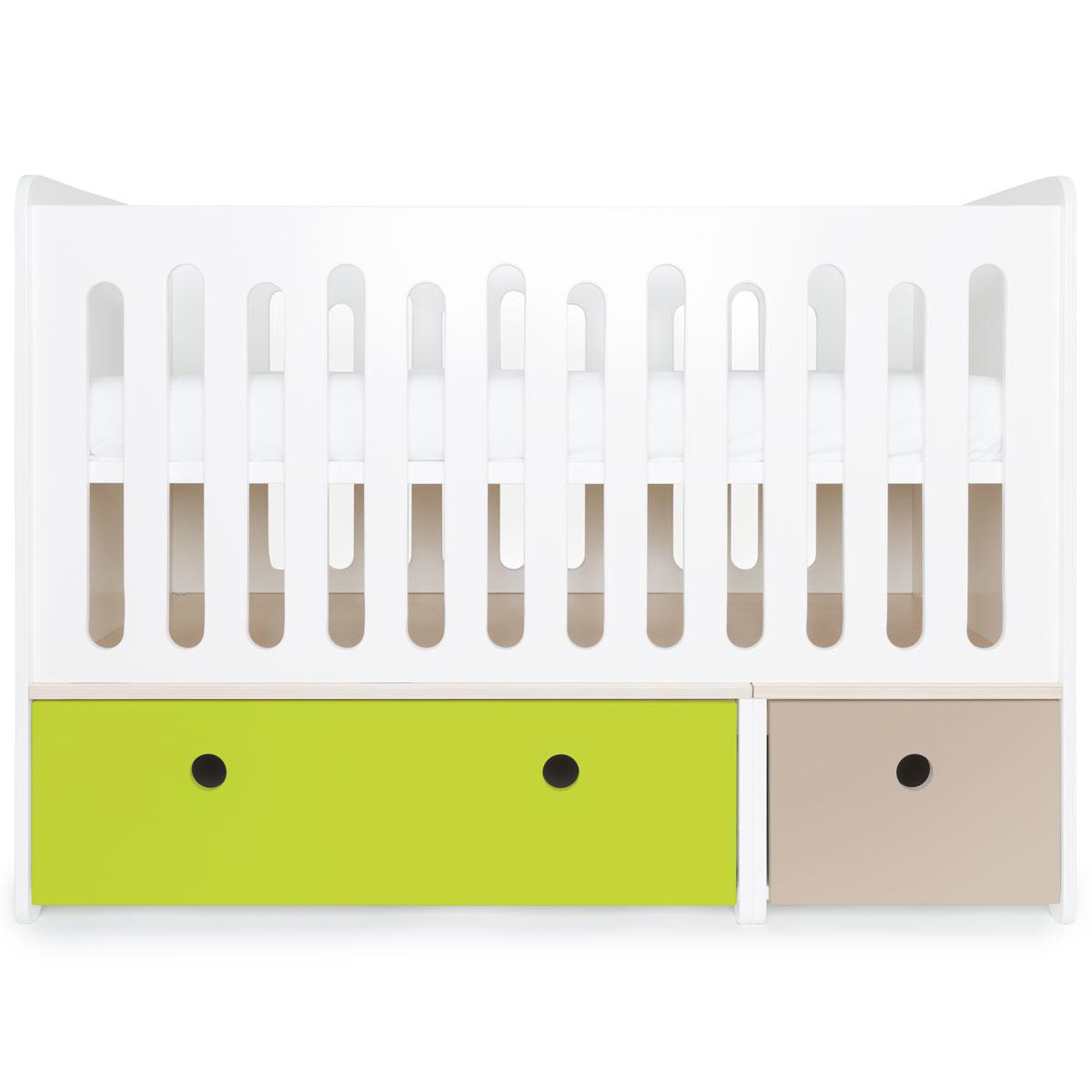 Lit bébé évolutif 70x140cm COLORFLEX lime-warm grey