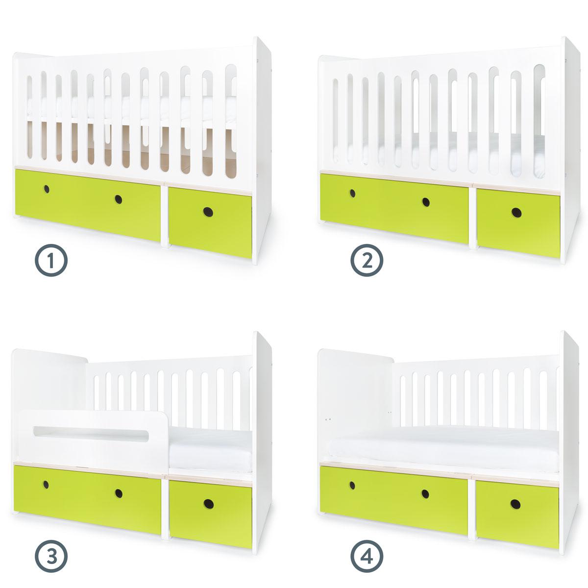 Lit bébé évolutif 70x140cm COLORFLEX lime