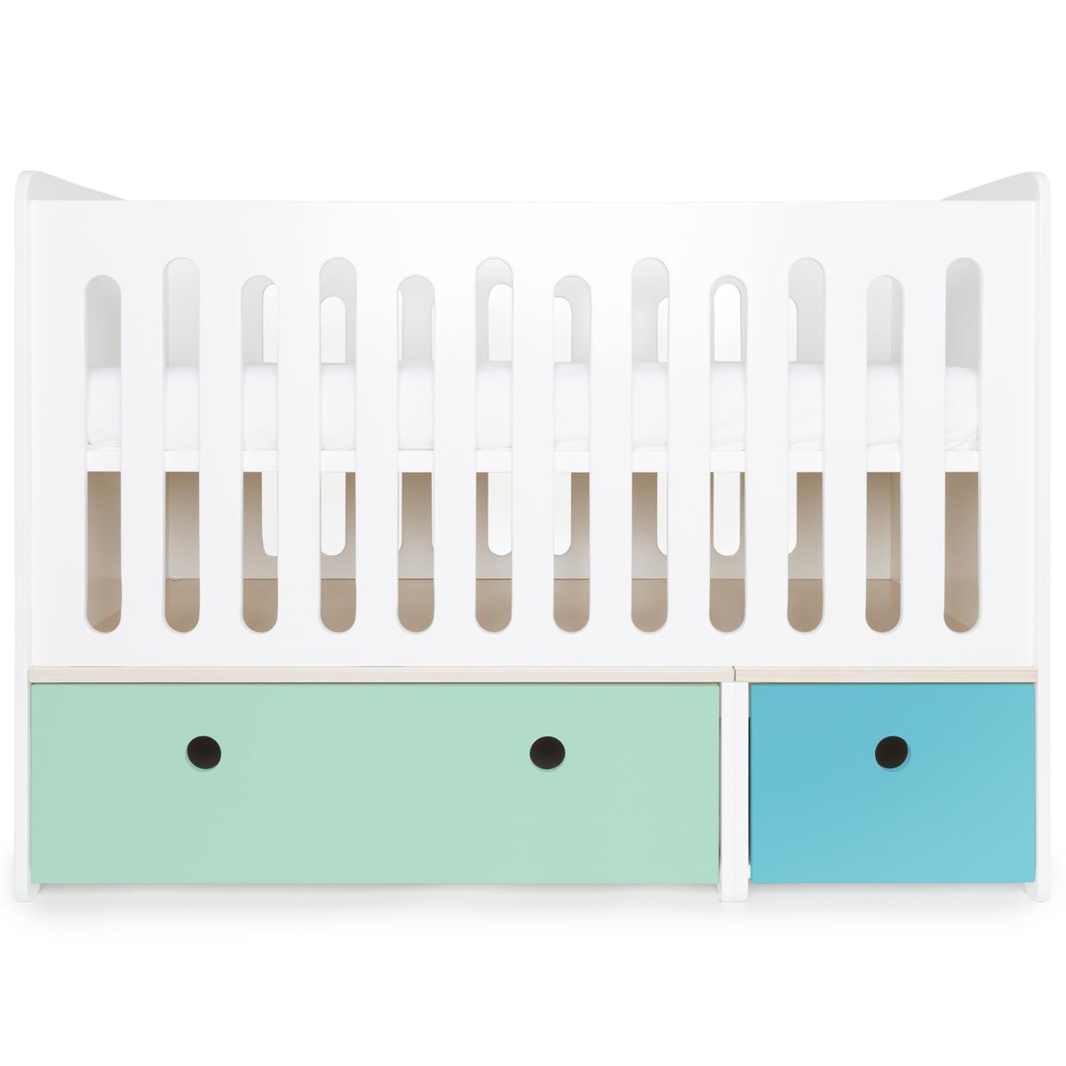 Lit bébé évolutif 70x140cm COLORFLEX mint-paradise blue