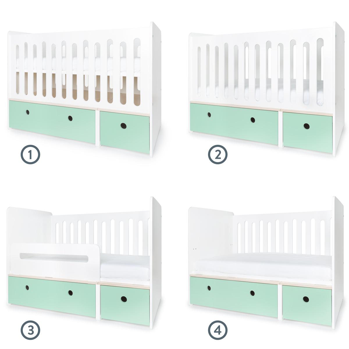 Lit bébé évolutif 70x140cm COLORFLEX mint