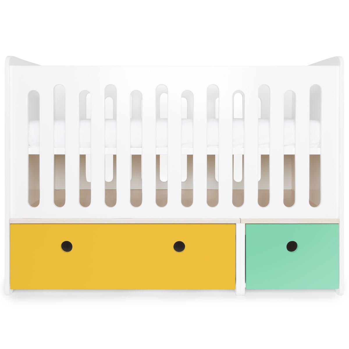 Lit bébé évolutif 70x140cm COLORFLEX nectar yellow-sea foam