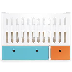 Lit bébé évolutif 70x140cm COLORFLEX paradise blue-pure orange