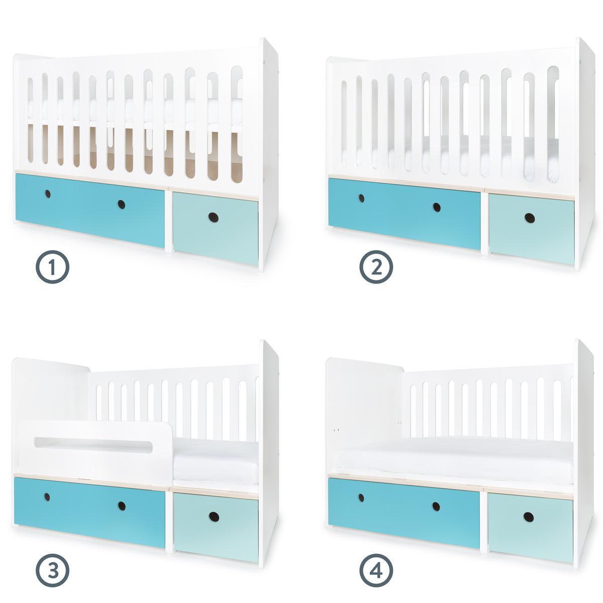 Lit bébé évolutif 70x140cm COLORFLEX paradise blue-sky blue 