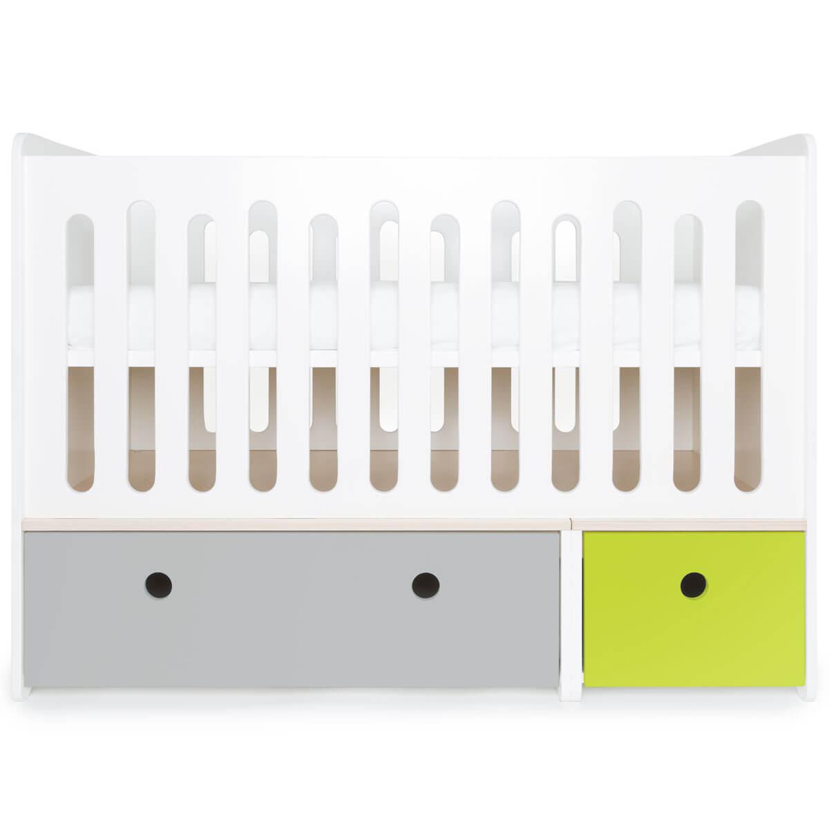 Lit bébé évolutif 70x140cm COLORFLEX pearl grey-lime