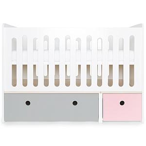 Lit bébé évolutif 70x140cm COLORFLEX pearl grey-sweet pink