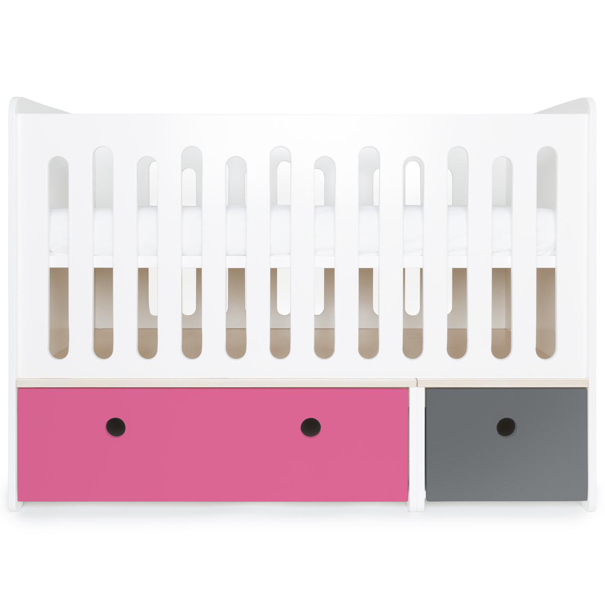 Lit bébé évolutif 70x140cm COLORFLEX pink-space grey