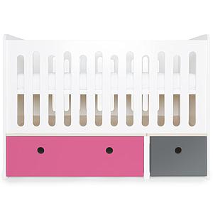 Lit bébé évolutif 70x140cm COLORFLEX pink-space grey