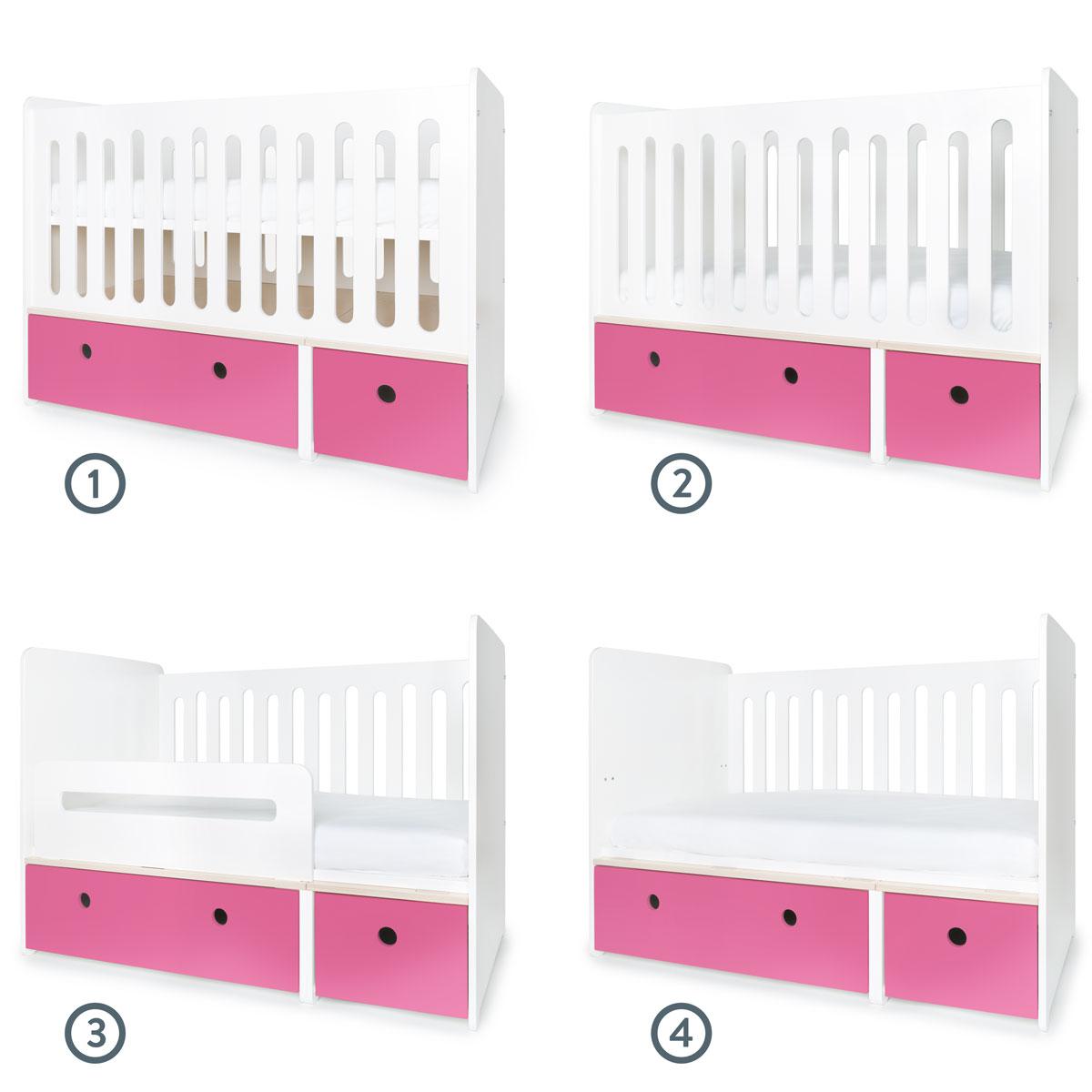 Lit bébé évolutif 70x140cm COLORFLEX pink