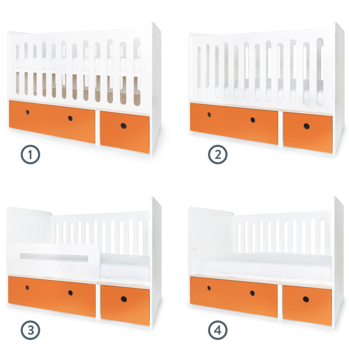Lit bébé évolutif 70x140cm COLORFLEX pure orange
