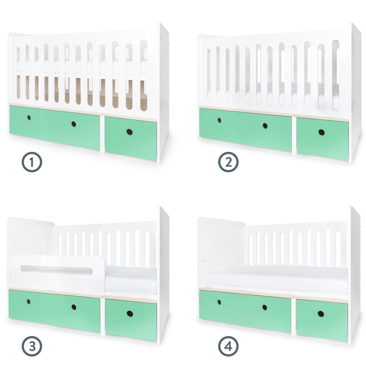 Lit bébé évolutif 70x140cm COLORFLEX sea foam