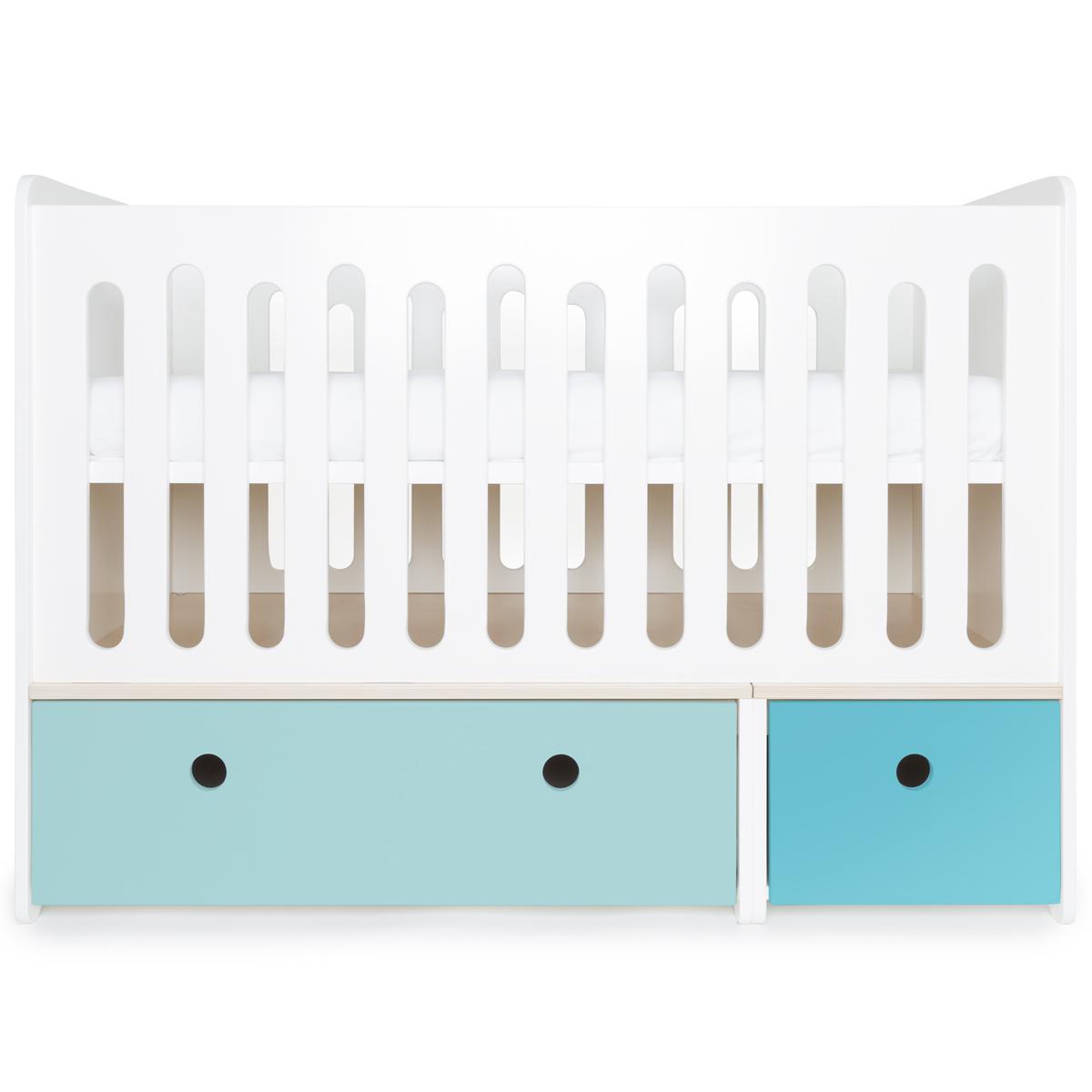 Lit bébé évolutif 70x140cm COLORFLEX sky blue-paradise blue