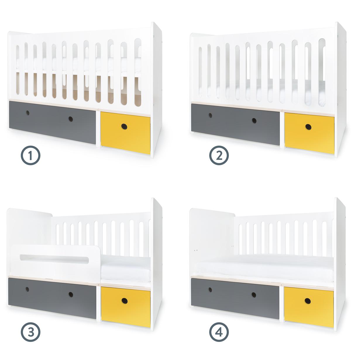 Lit bébé évolutif 70x140cm COLORFLEX space grey-nectar yellow