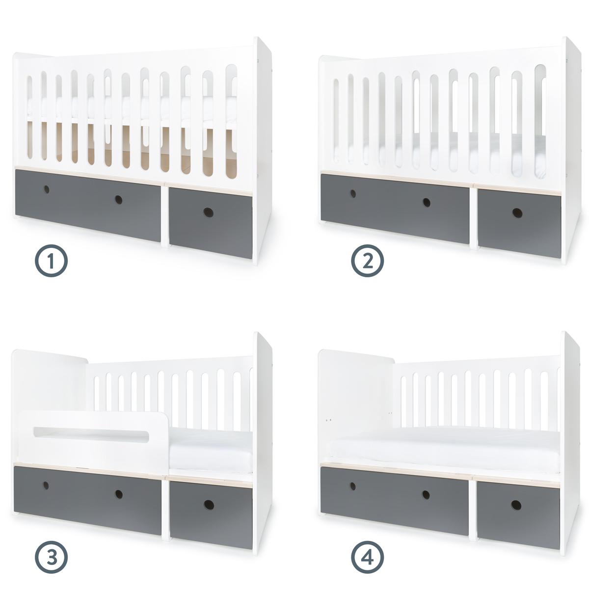 Lit bébé évolutif 70x140cm COLORFLEX space grey 