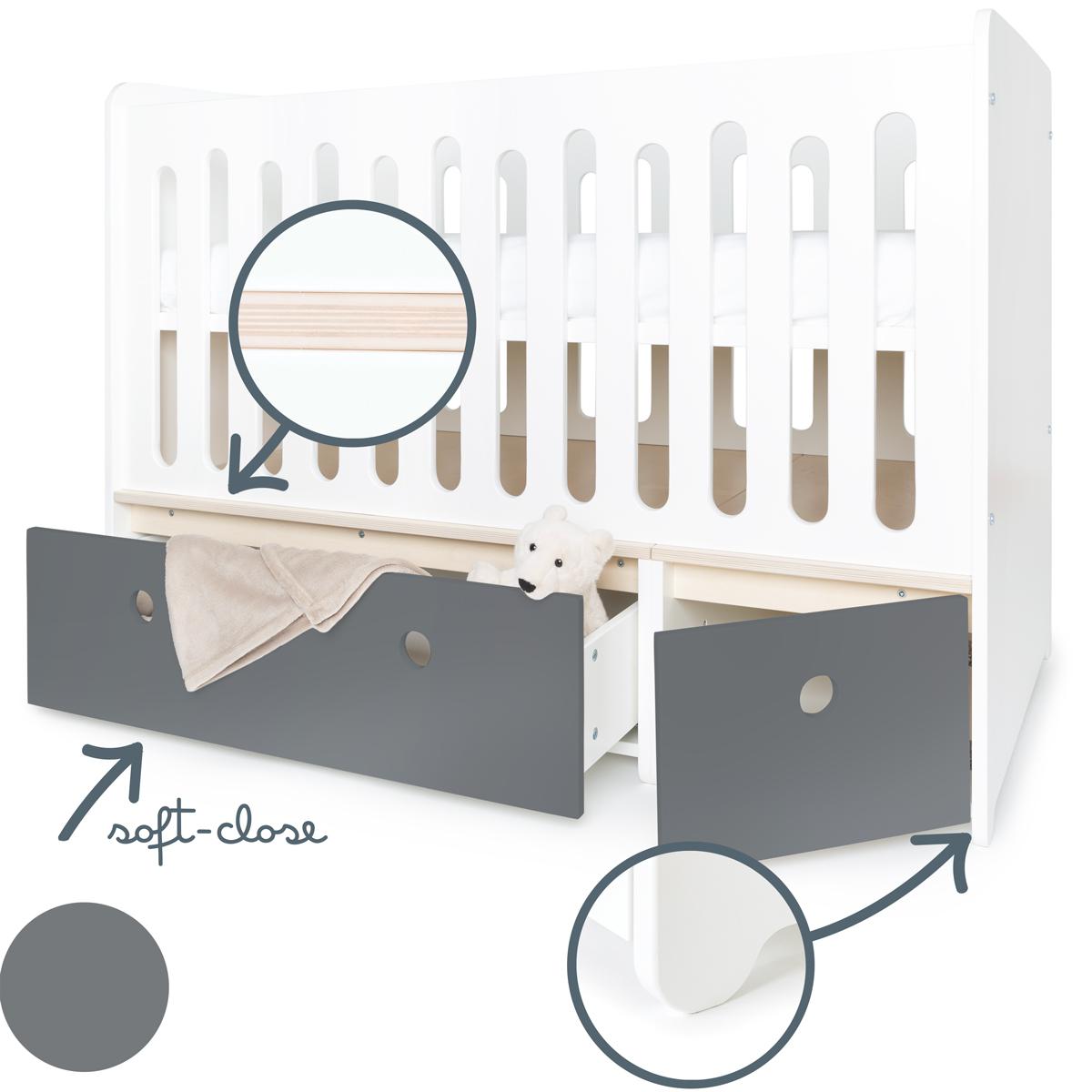 Lit bébé évolutif 70x140cm COLORFLEX space grey 