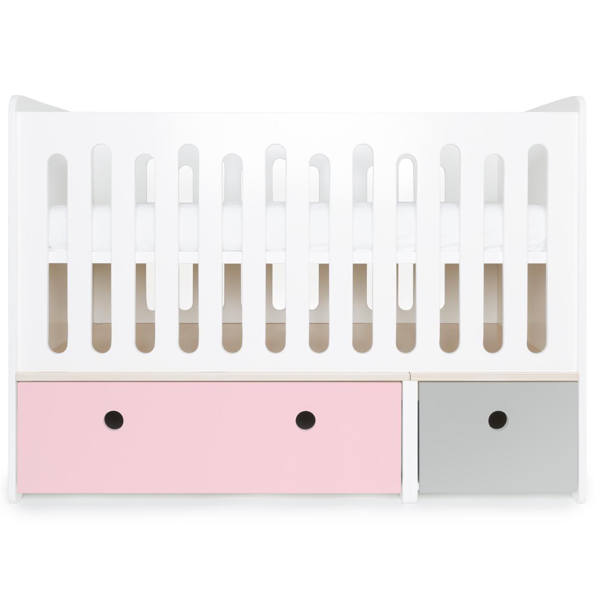 Lit bébé évolutif 70x140cm COLORFLEX sweet pink-pearl grey