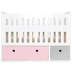 Lit bébé évolutif 70x140cm COLORFLEX sweet pink-pearl grey