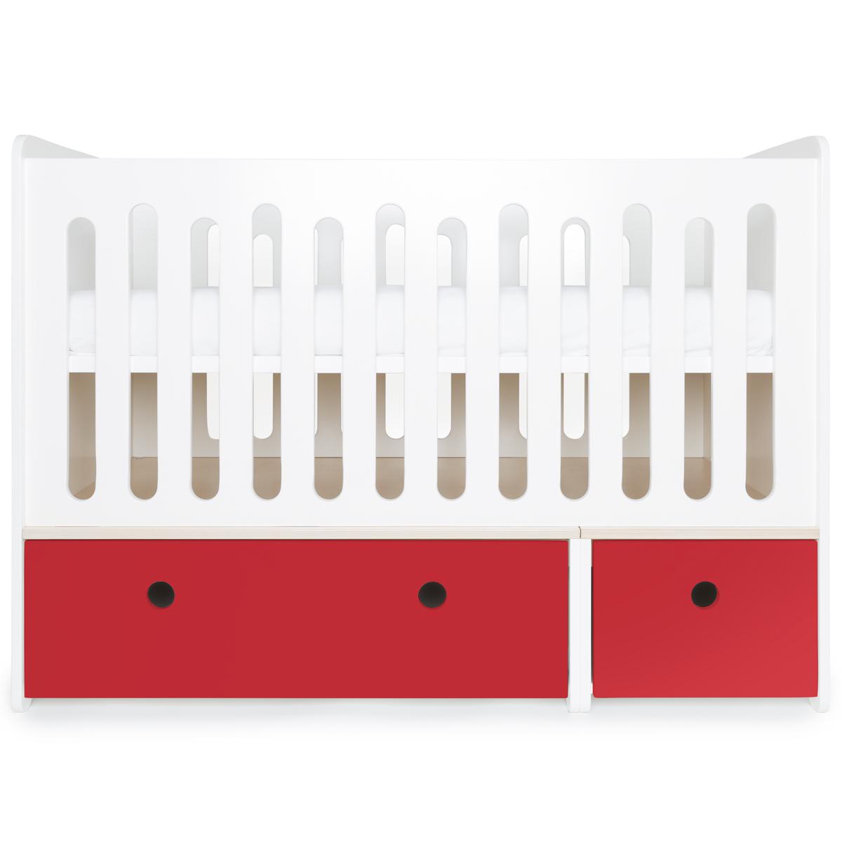 Lit bébé évolutif 70x140cm COLORFLEX true red