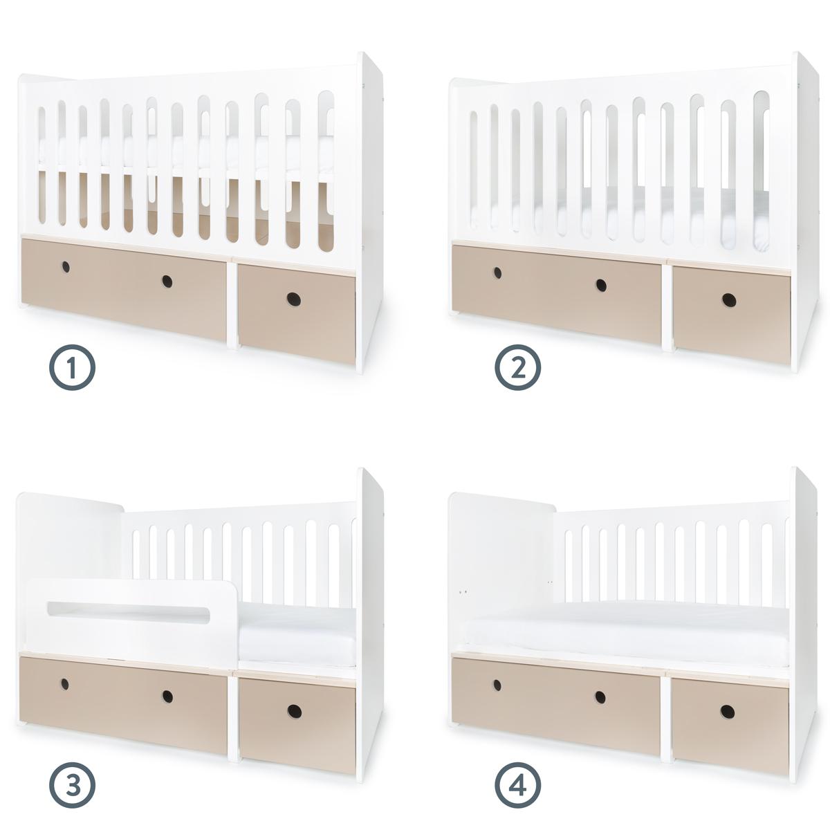 Lit bébé évolutif 70x140cm COLORFLEX warm grey 