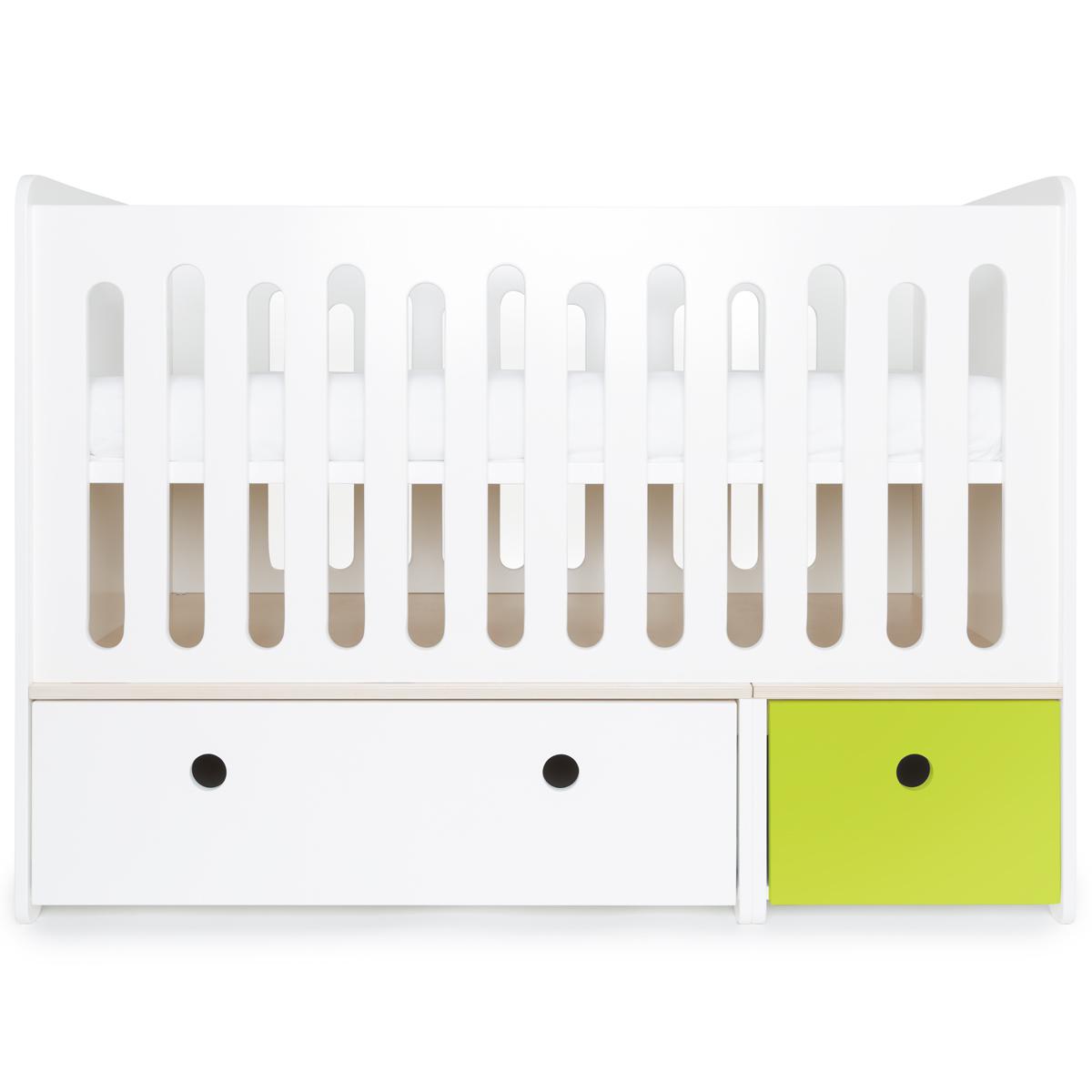 Lit bébé évolutif 70x140cm COLORFLEX white-lime