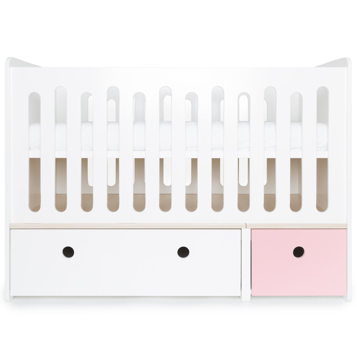 Lit bébé évolutif 70x140cm COLORFLEX white-sweet pink