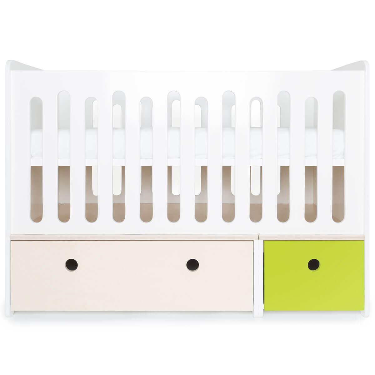 Lit bébé évolutif 70x140cm COLORFLEX white wash-lime