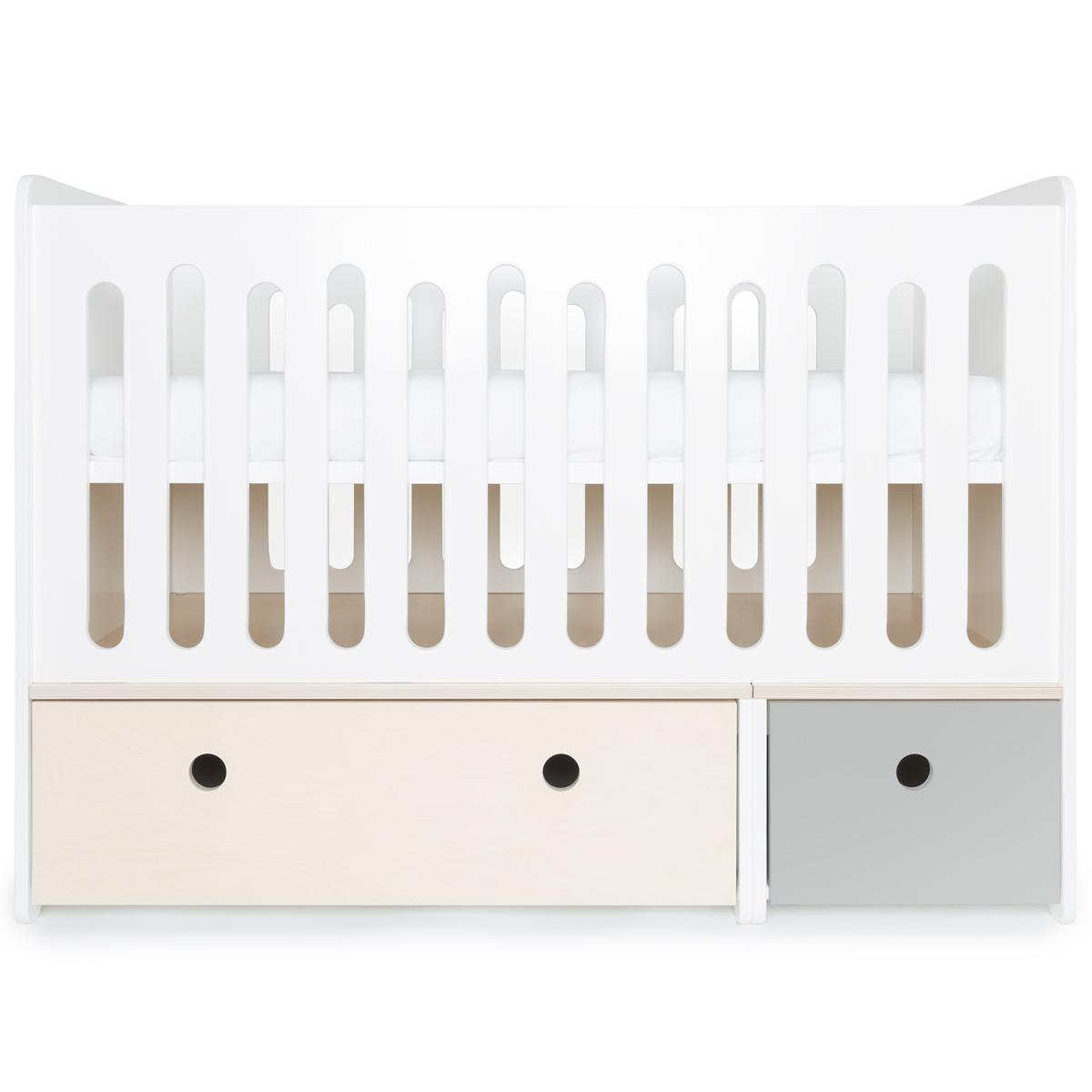 Lit bébé évolutif 70x140cm COLORFLEX white wash-pearl grey