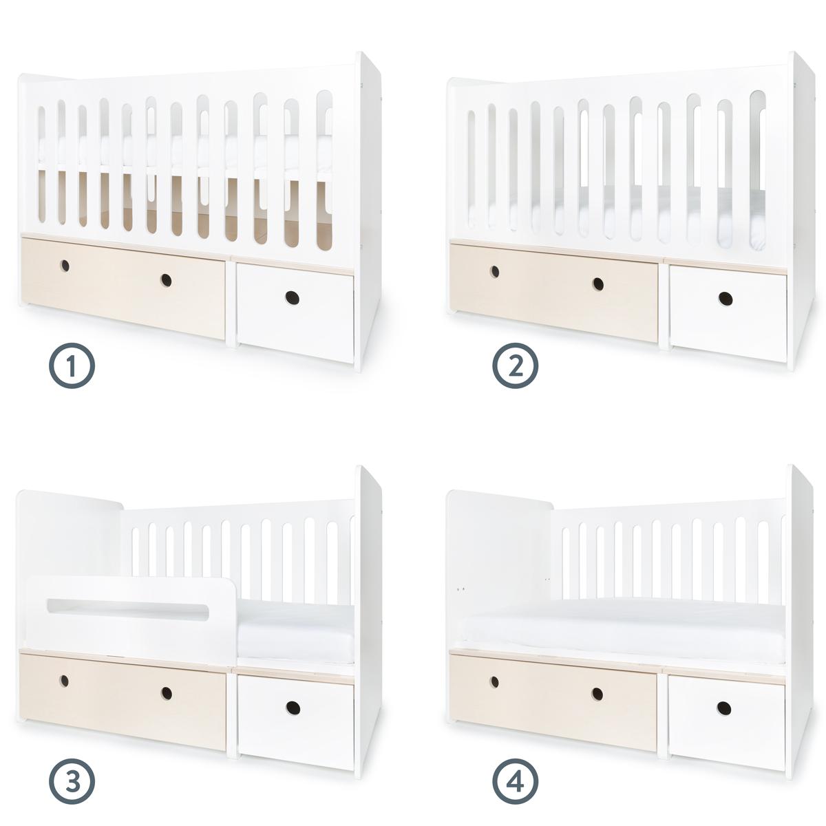 Lit bébé évolutif 70x140cm COLORFLEX white wash-white