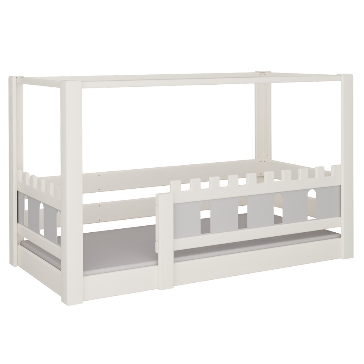 Lit Château baldaquin DELUXE de Breuyn blanchi-gris