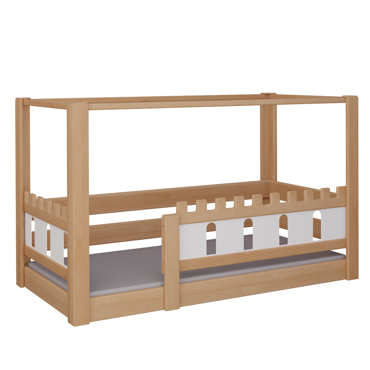 Lit Château baldaquin DELUXE de Breuyn naturel-blanchi