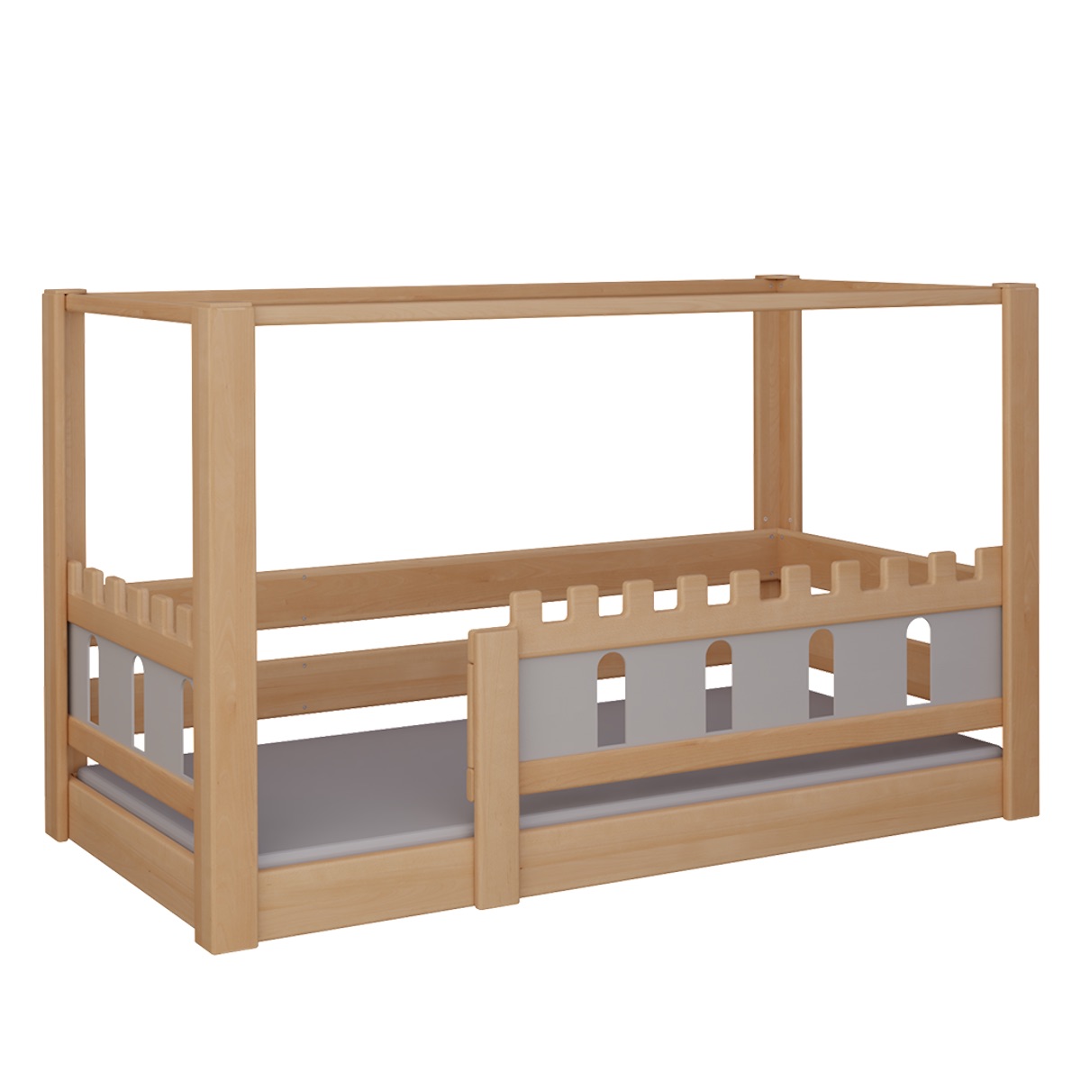 Lit Château baldaquin DELUXE de Breuyn naturel-gris