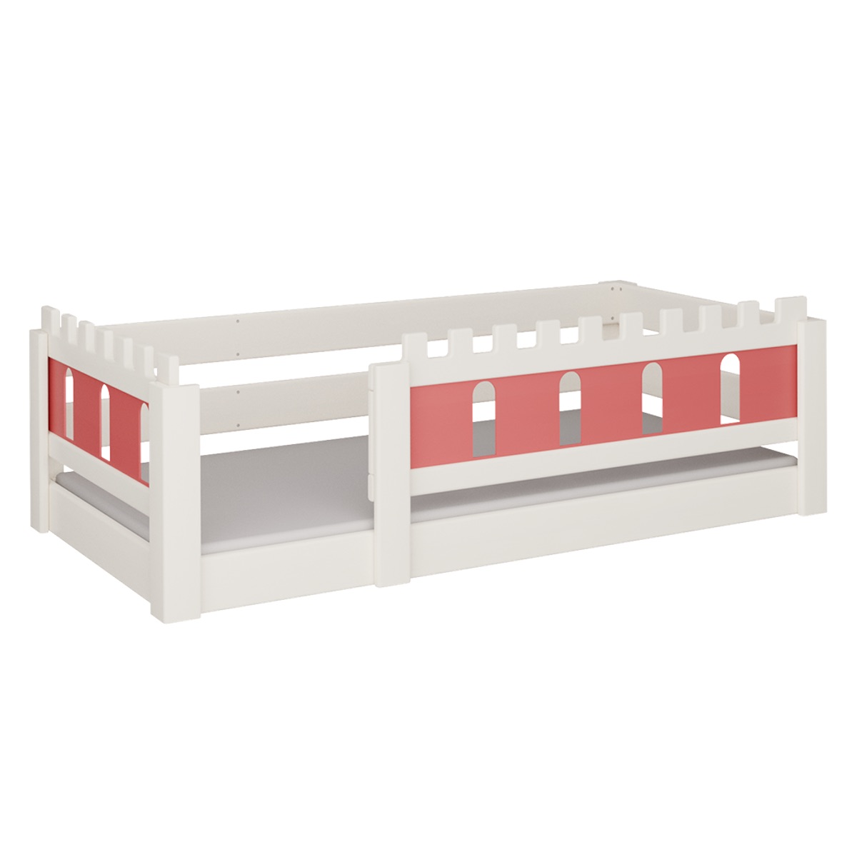 Lit Château bas DELUXE de Breuyn blanchi-rouge