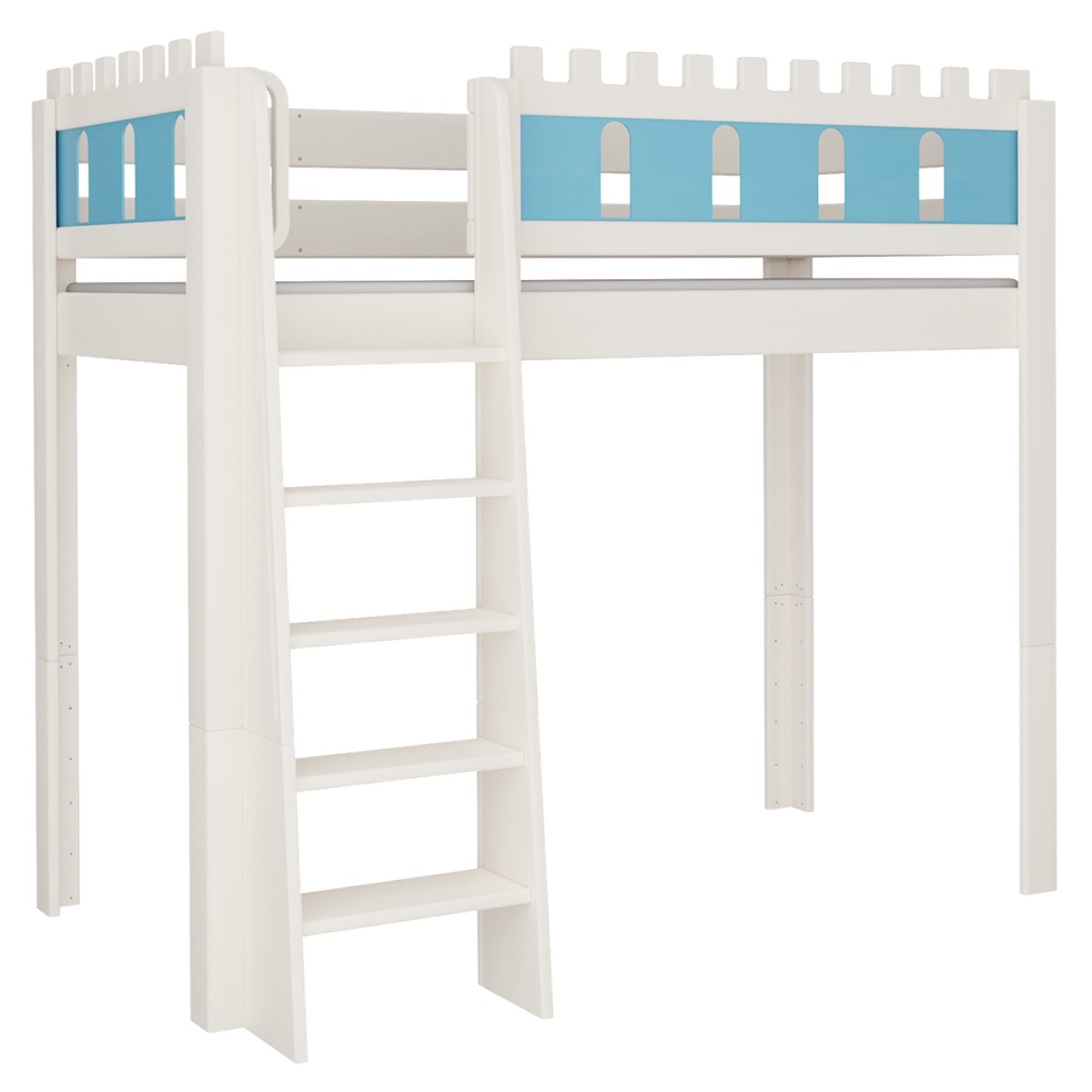 Lit Château mezzanine DELUXE de Breuyn blanchi-bleu