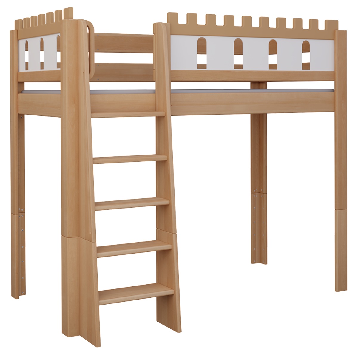 Lit Château mezzanine DELUXE de Breuyn naturel-blanchi