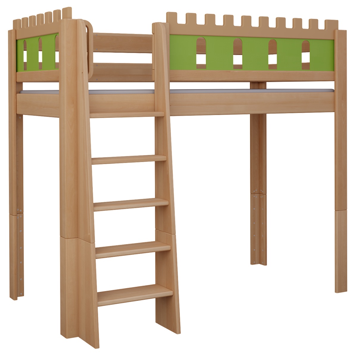 Lit Château mezzanine DELUXE de Breuyn naturel-vert