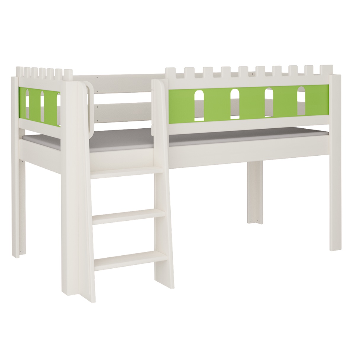 Lit Château mi-hauteur échelle DELUXE de Breuyn blanchi-vert