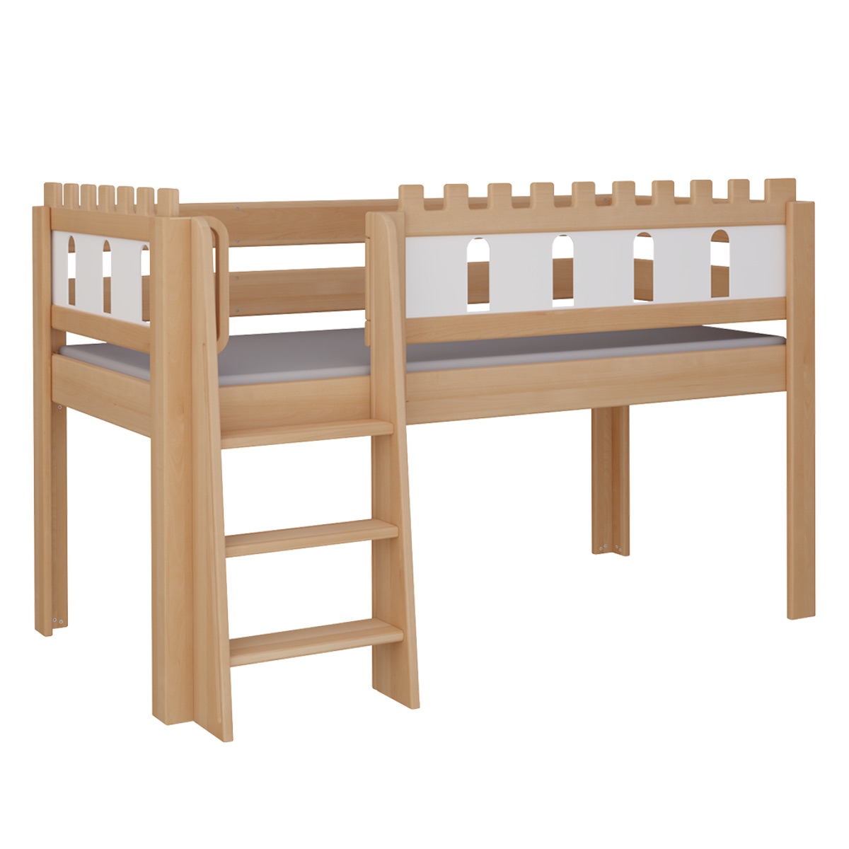 Lit Château mi-hauteur échelle DELUXE de Breuyn naturel-blanchi