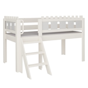 Lit Château mi-hauteur escalier DELUXE de Breuyn blanchi-gris