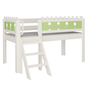 Lit Château mi-hauteur escalier DELUXE de Breuyn blanchi-vert