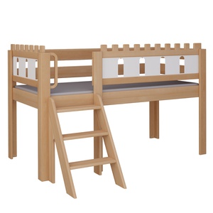 Lit Château mi-hauteur escalier DELUXE de Breuyn naturel-blanchi