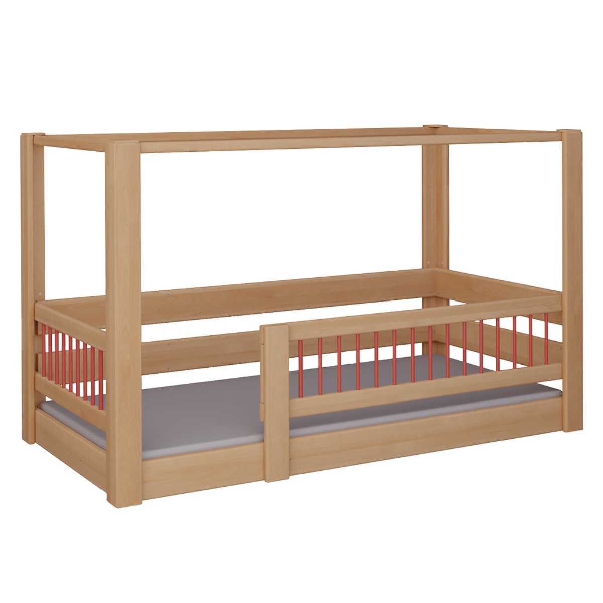 Lit Kubu baldaquin DELUXE de Breuyn naturel-rouge