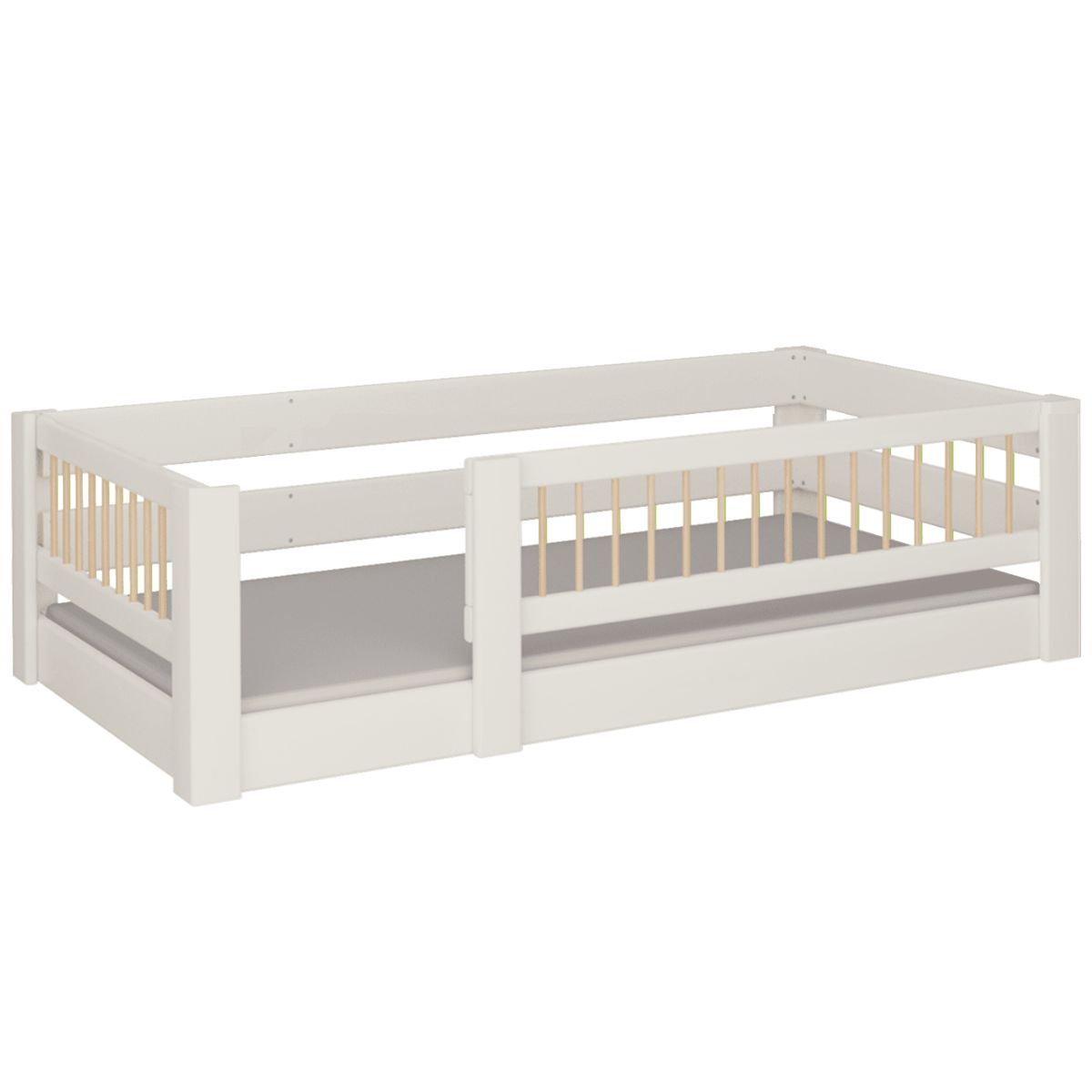 Lit Kubu bas DELUXE de Breuyn blanchi-naturel