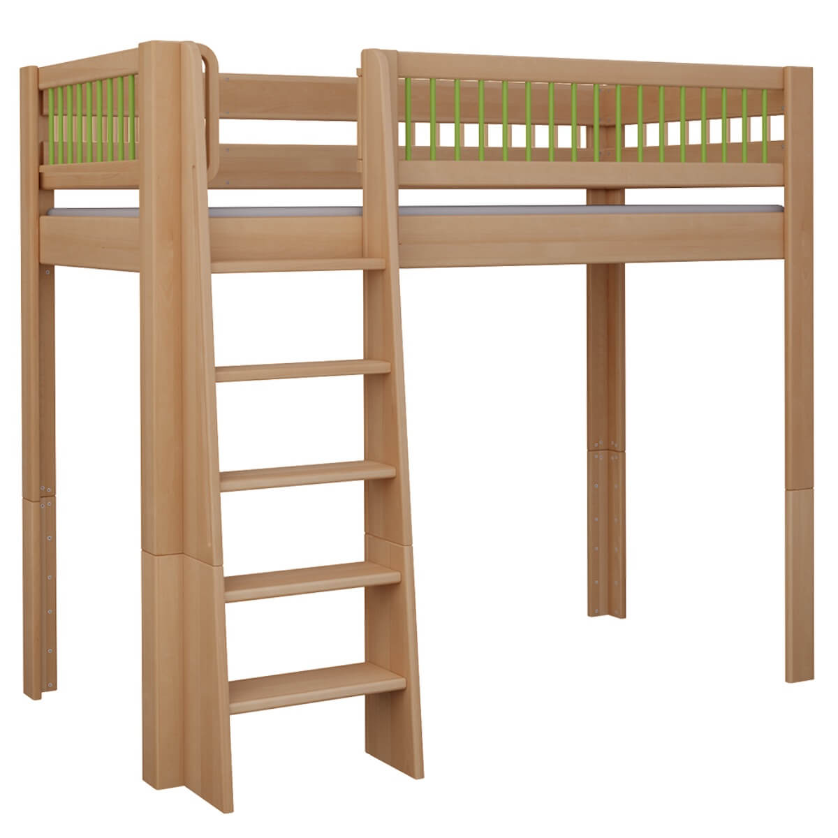 Lit Kubu mezzanine DELUXE de Breuyn naturel-vert