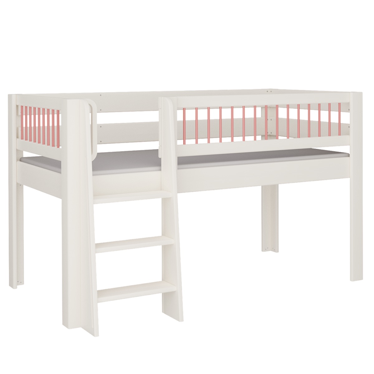 Lit Kubu mi-hauteur échelle DELUXE de Breuyn blanchi-rouge